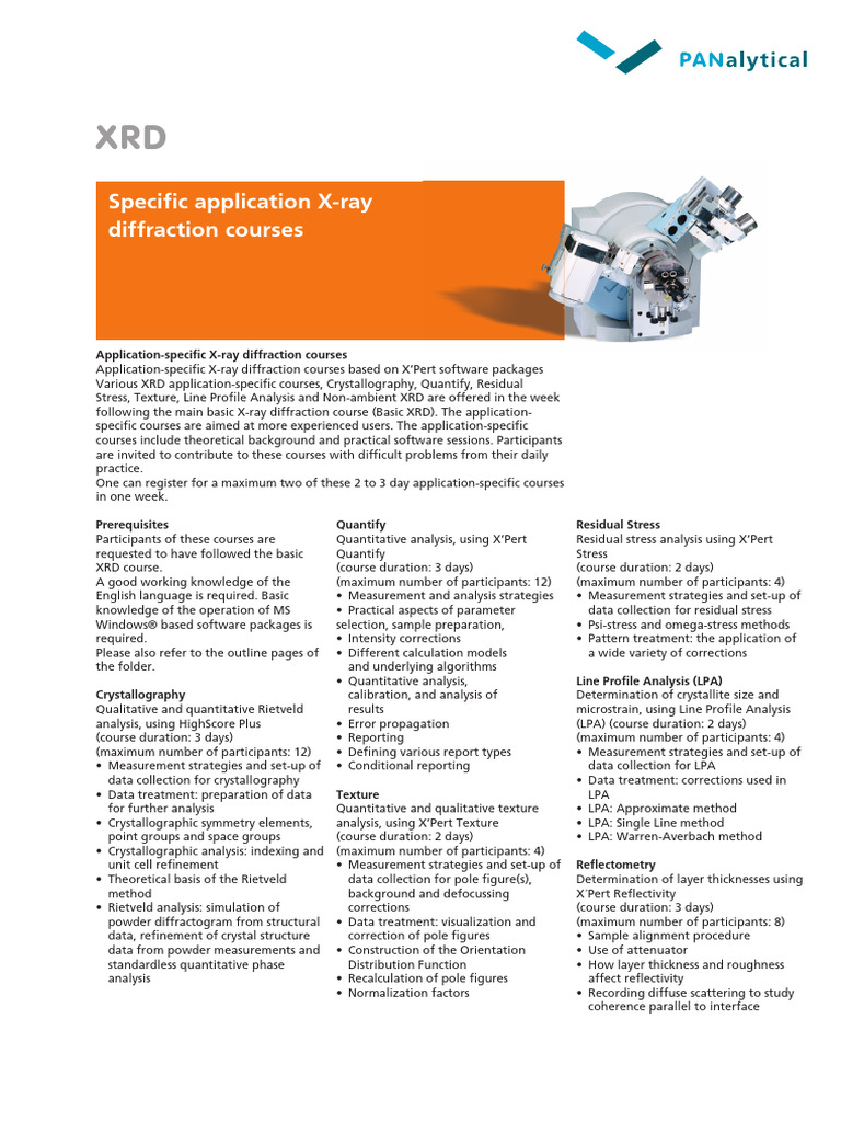 Specific Application Courses | PDF | X Ray Crystallography ...
