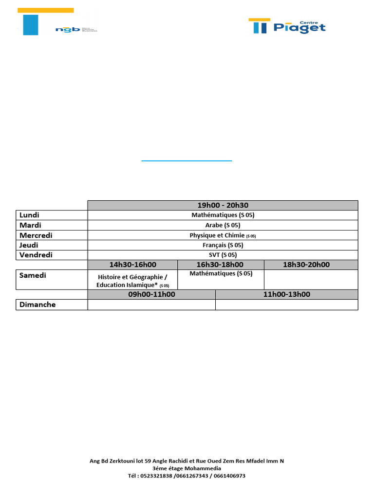 Emploi du temps collège et bac 2023 | PDF | Sciences physiques | Science