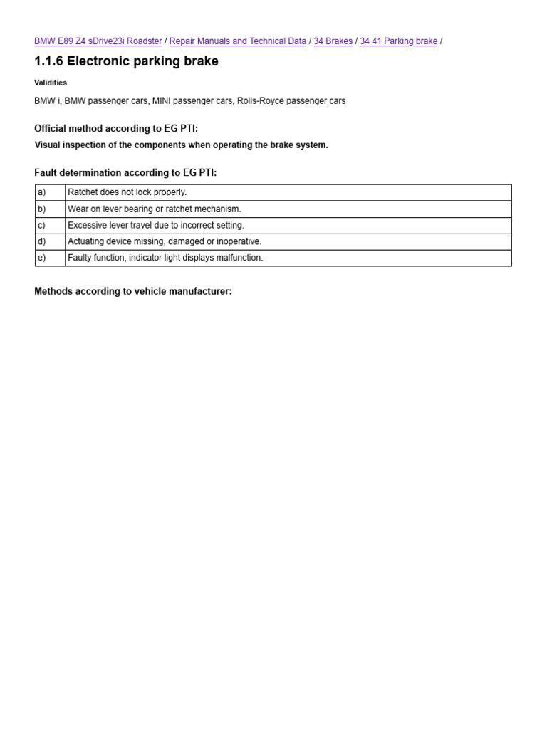 BMW E89 Z4 Parking Brake Repair Guide | PDF | Brake | Tire