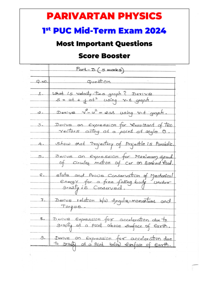 PUC I Midterm Score Booster | PDF