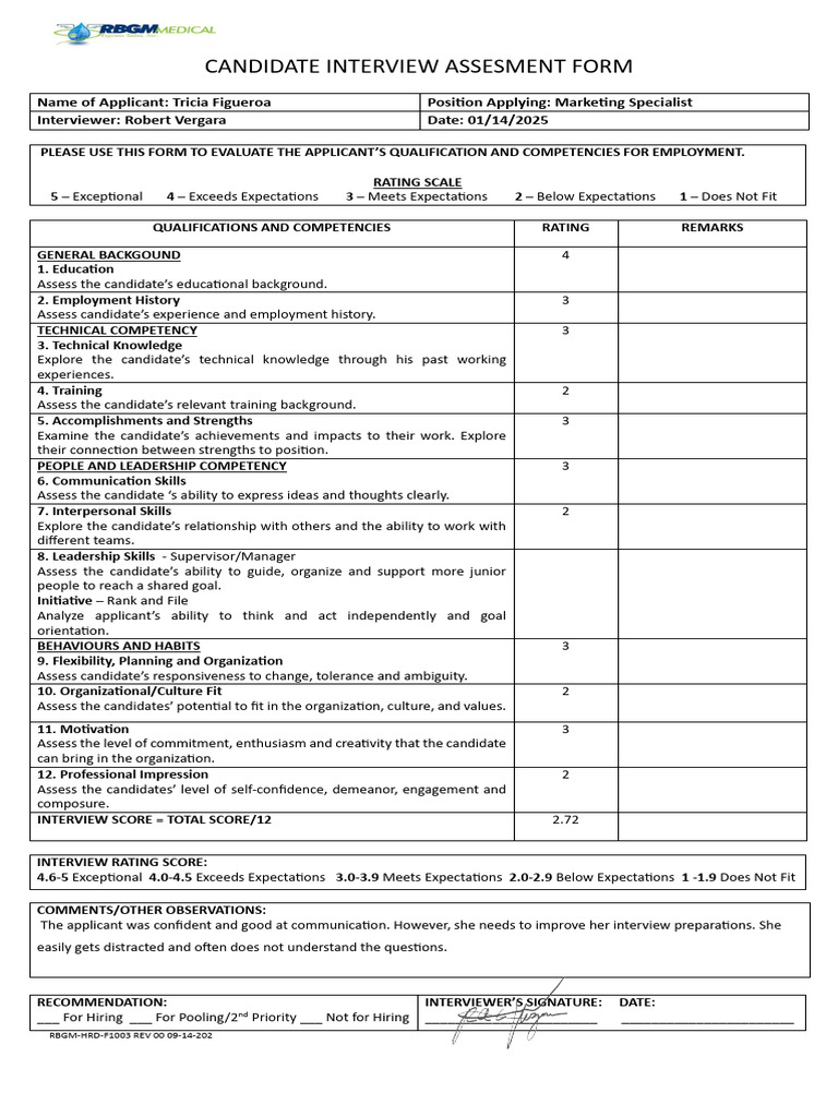 Marketing Specialist Interview Assessment | PDF | Leadership | Social ...