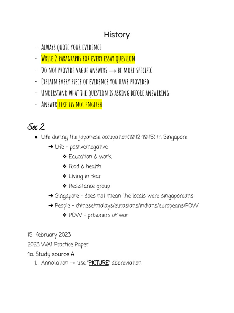 Sec 2 History: Japanese Occupation Insights | PDF