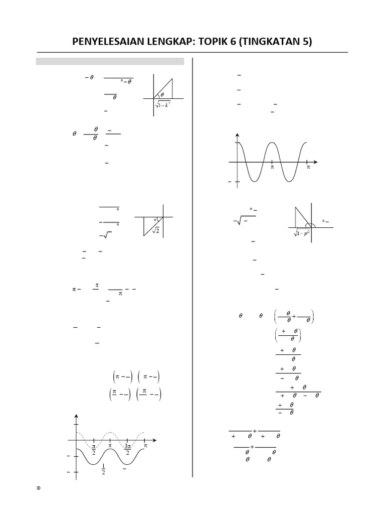 Trigonometry Formulas for SPM Form 5 | PDF