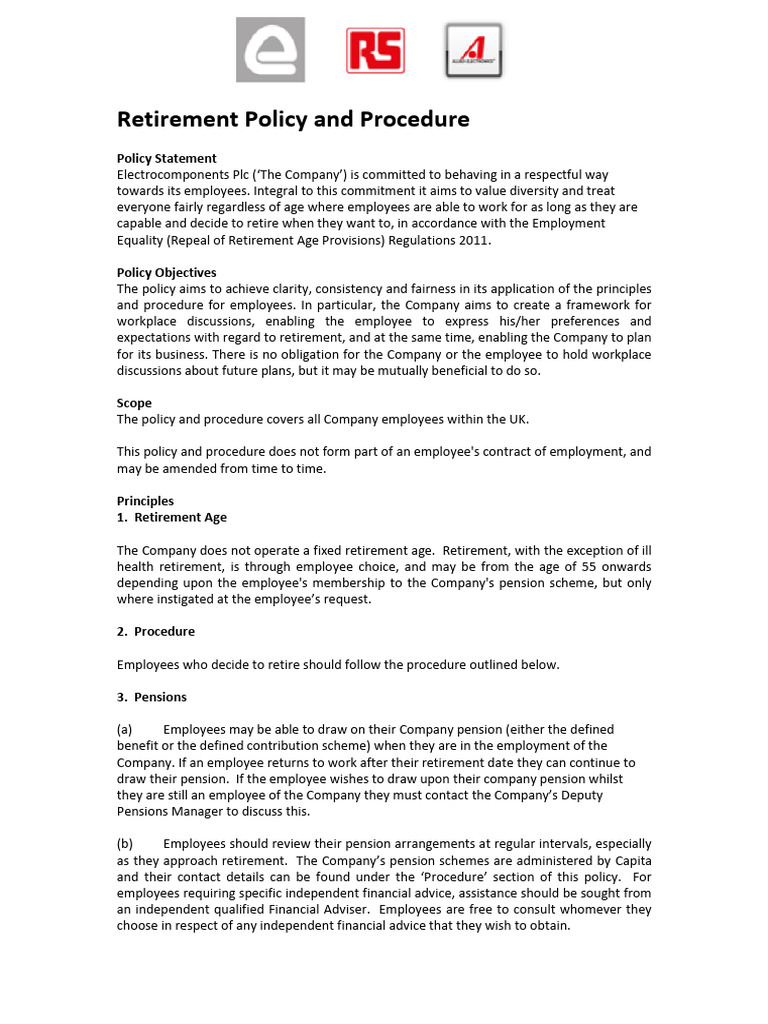 Retirement Policy Overview for Employees | PDF | Pension | Employment