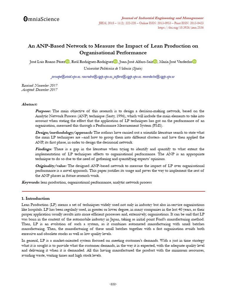 An ANP Based Network To Measure The Impa | PDF | Performance Indicator ...