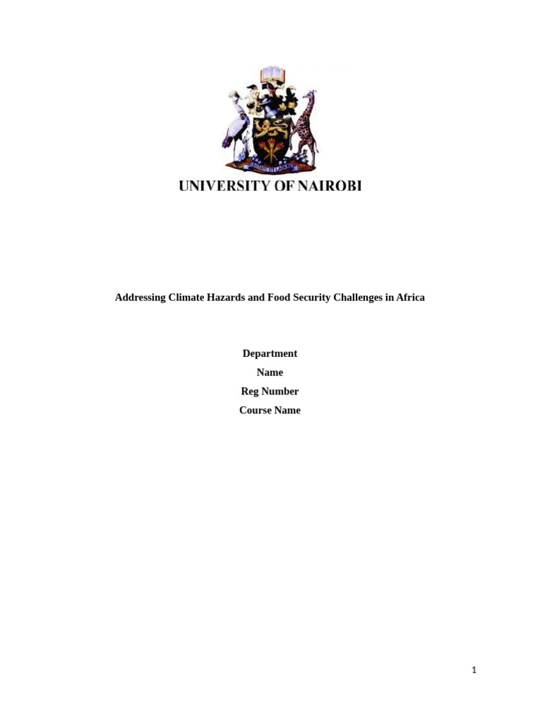 Addressing Climate Hazards and Food Security Challenges in Africa | PDF ...