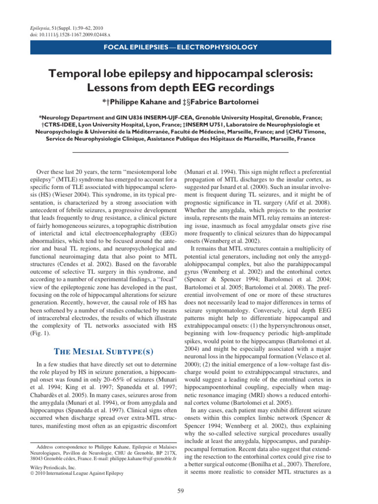 Epilepsia - 2010 - Kahane - Temporal Lobe Epilepsy and Hippocampal ...