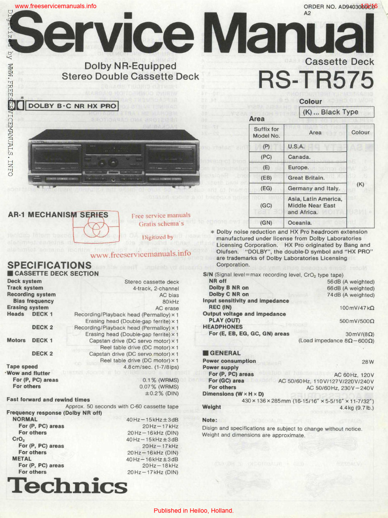 Technics RS-TR575 Service Manual | PDF