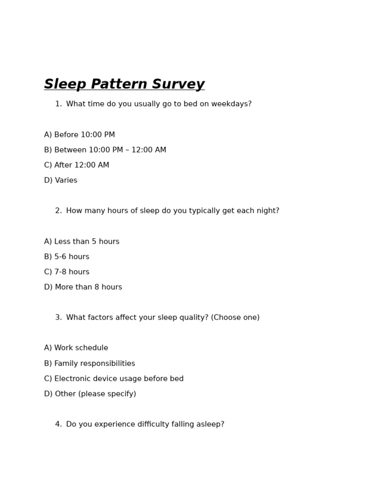 Sleep Pattern Survey Insights | PDF