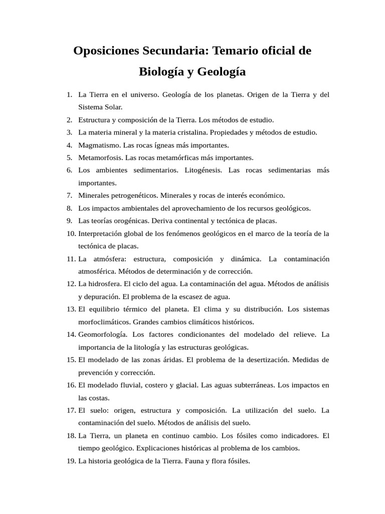 Indice_temario_completo | PDF | Biología Celular) | Geología