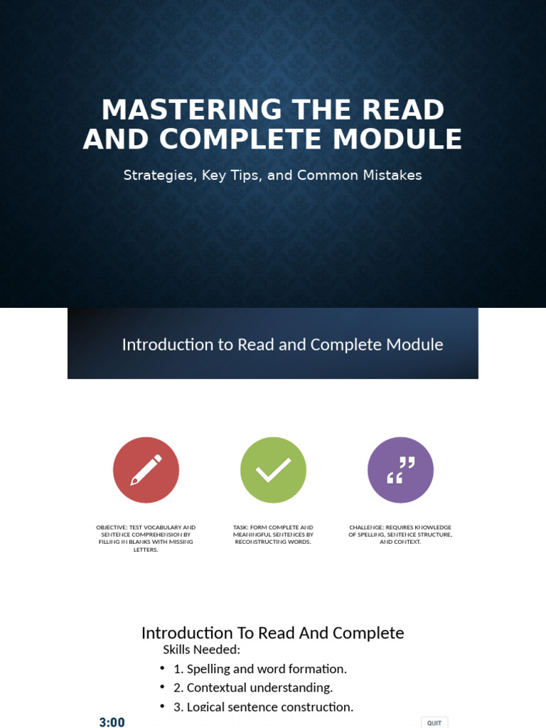 Read and Complete Module Tips | PDF