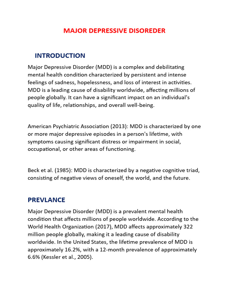 Understanding Major Depressive Disorder | PDF | Major Depressive ...