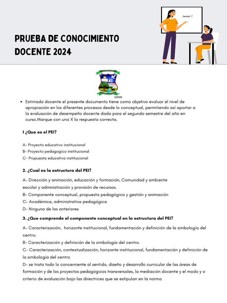 Hoja de Trabajo Imprimible Encuesta de Evaluación Del Desempeño Docente ...