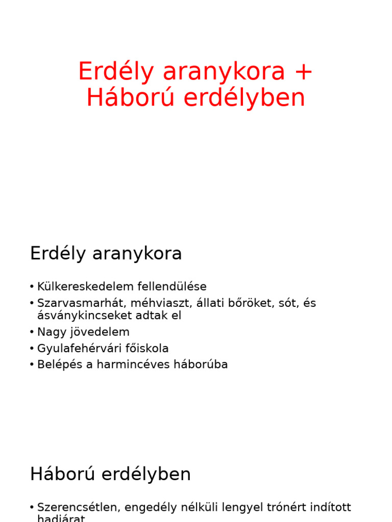 Erdély Aranykora Háború Erdélyben Pdf