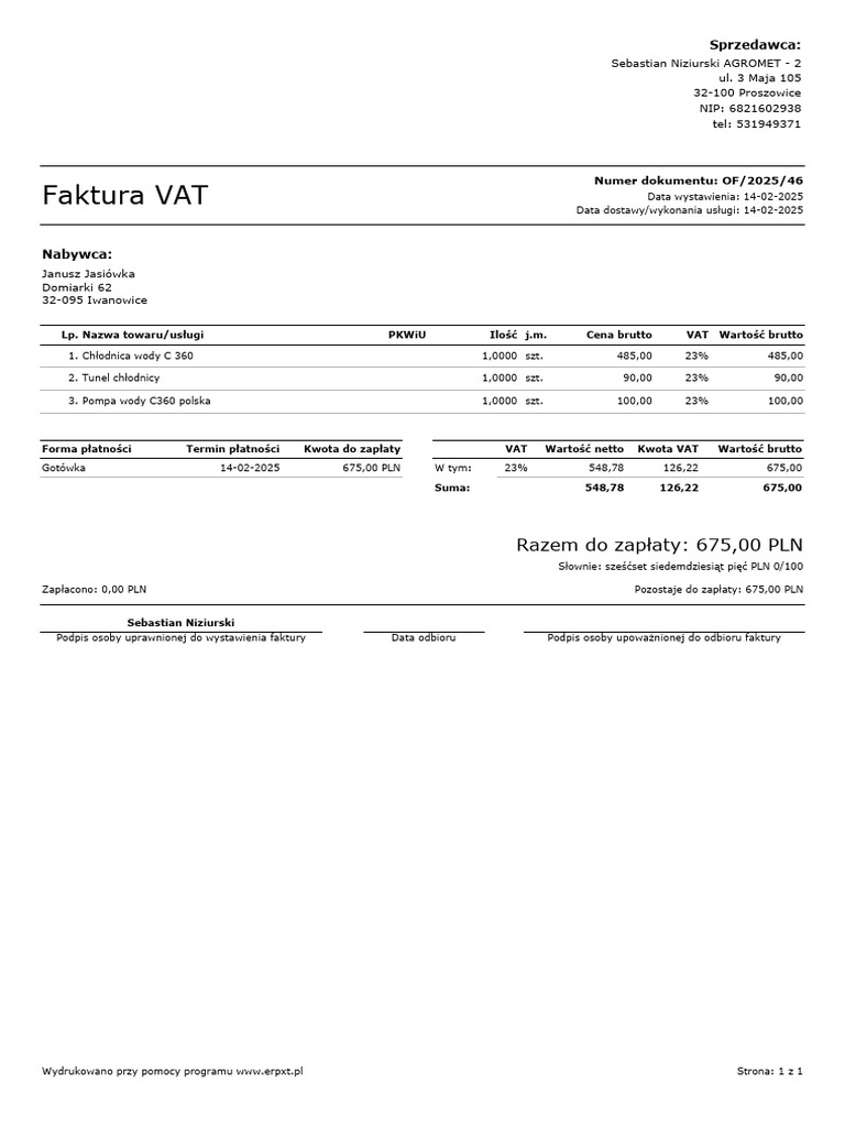 Faktura Vat of 2025 46 | PDF