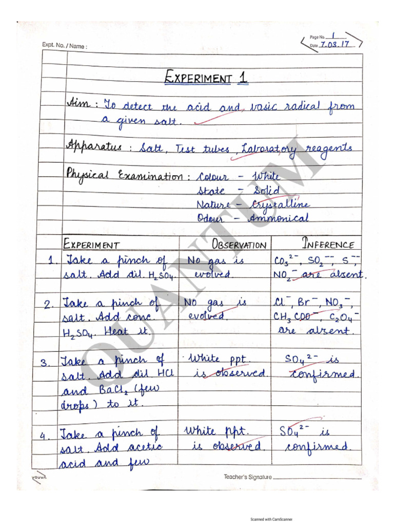 Ammonium Sulphate Prectical Class 12th | PDF
