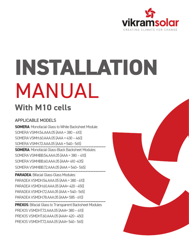 Vikram Solar Installation Manual 2025 | PDF | Solar Panel | Photovoltaics