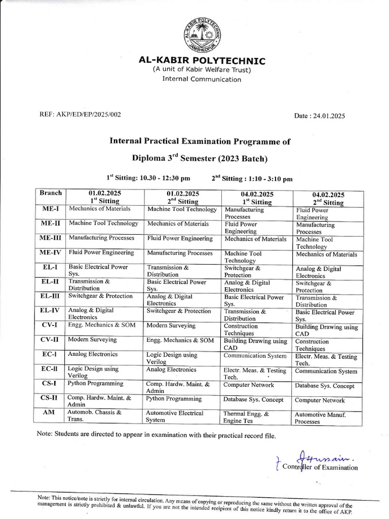 Revised Internal Exam Schedule Sem-III | PDF | Engineering | Mechanical ...