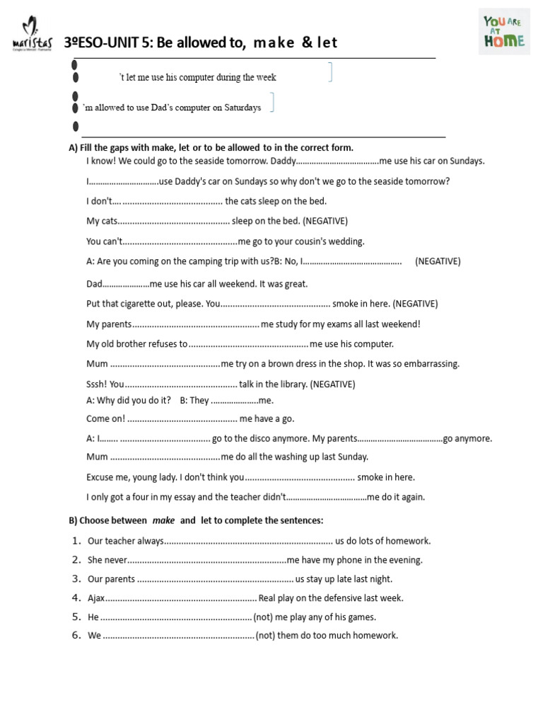 Grammar Exercises: Make, Let, Allowed | PDF