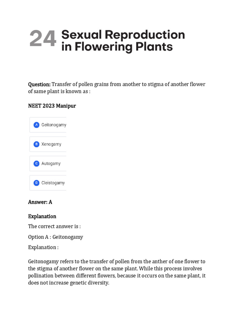 Angiosperm Pollination Processes | PDF | Flowers | Pollen