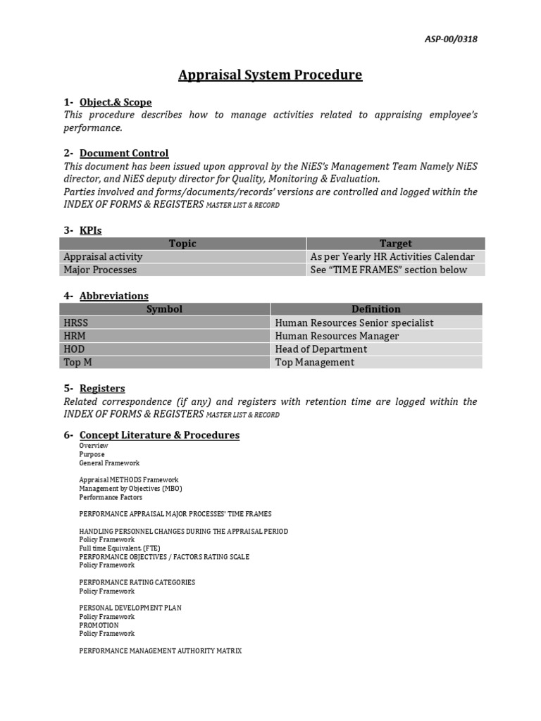 Appraisal System Procedure | PDF | Performance Appraisal | Employment