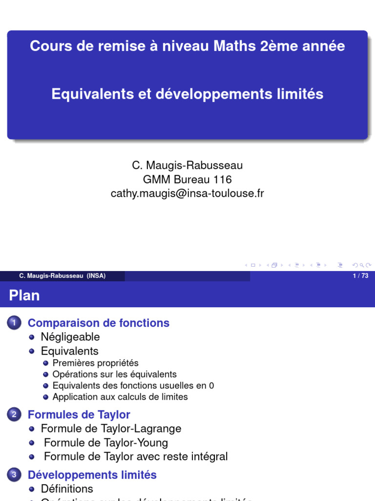 Remise à niveau Maths Équivalents et limites PDF Asymptote — free download