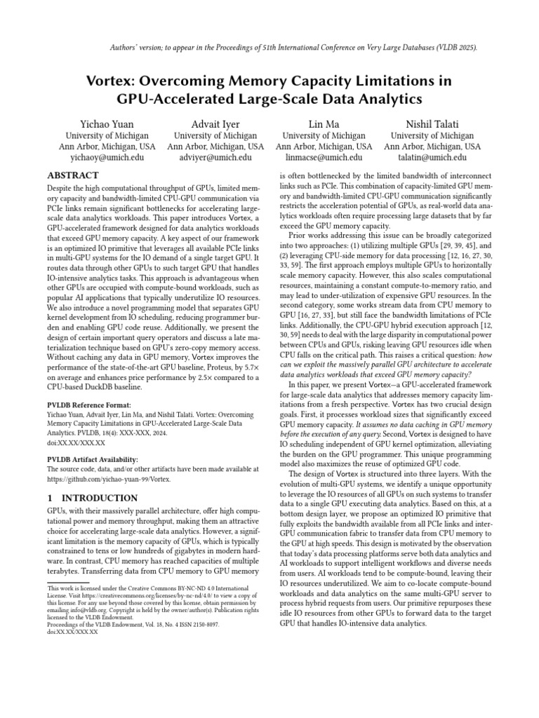 Vortex: Overcoming Memory Capacity Limitations in GPU-Accelerated Large ...