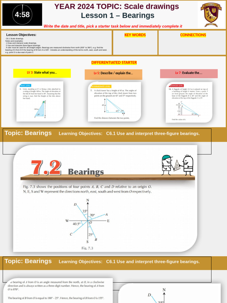 Bearings and Scale Drawings Guide | PDF