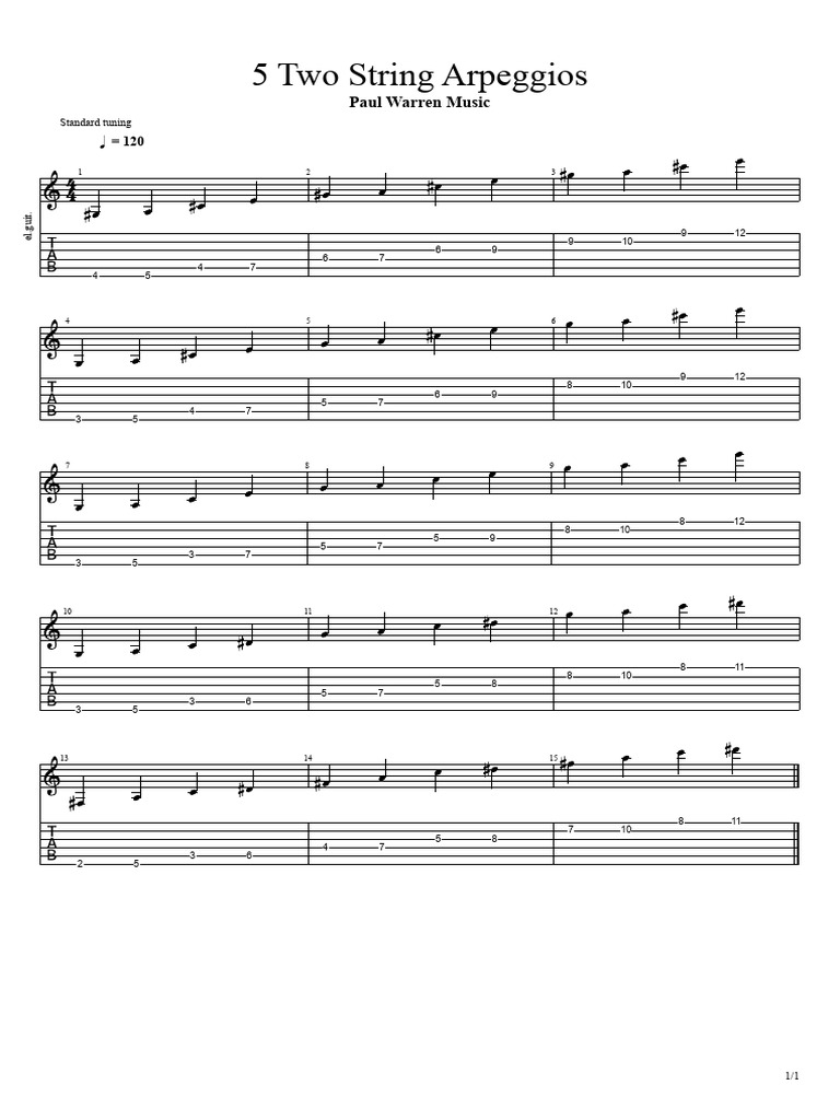 5 Two-String Guitar Arpeggios | PDF | Chordophones | Elements Of Music
