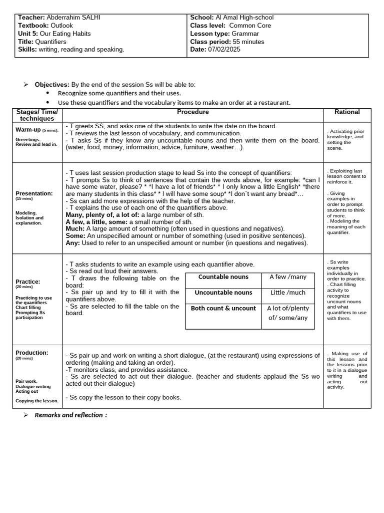 Teaching Quantifiers in English Grammar | PDF | Noun | Syntax