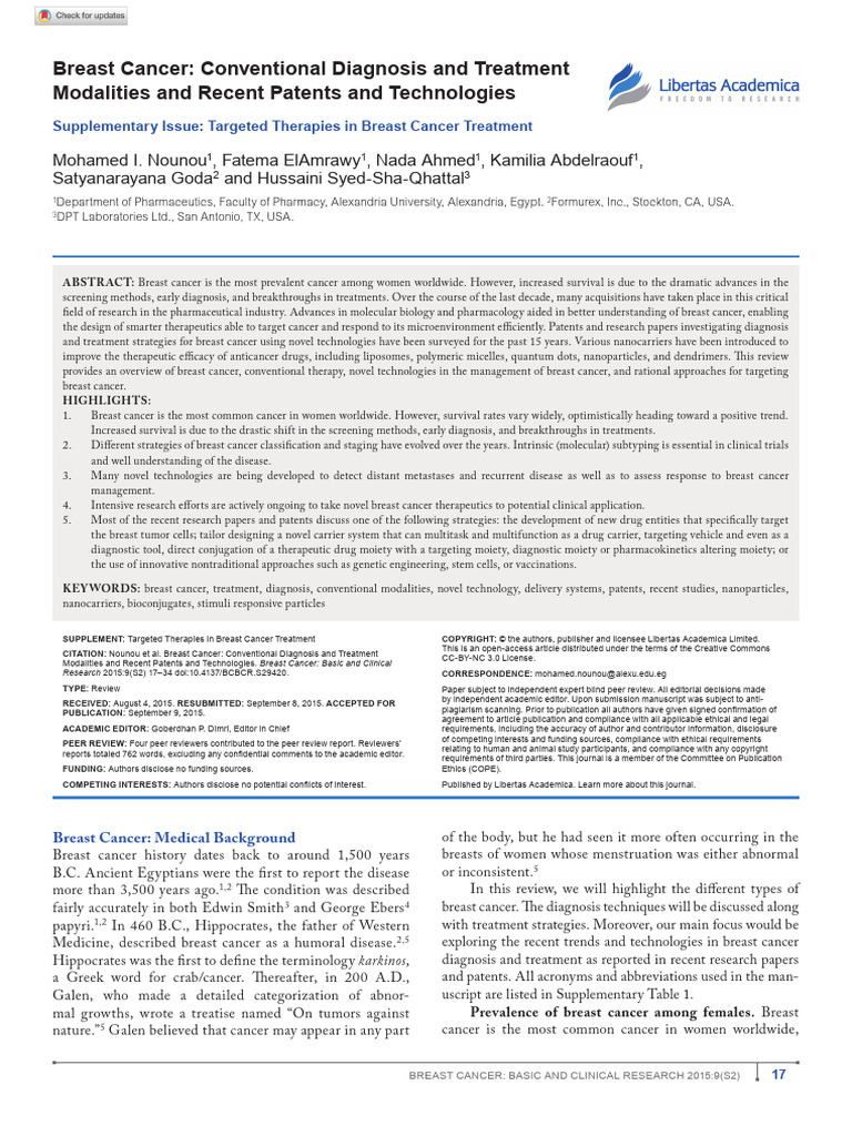 Breast Cancer Diagnosis and Treatment Advances | PDF | Biopsy | Breast ...
