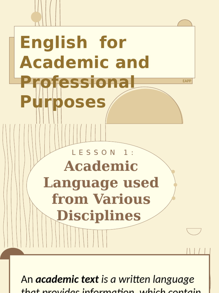Lesson1Academic Language Used From Various Disciplines | PDF | Word ...