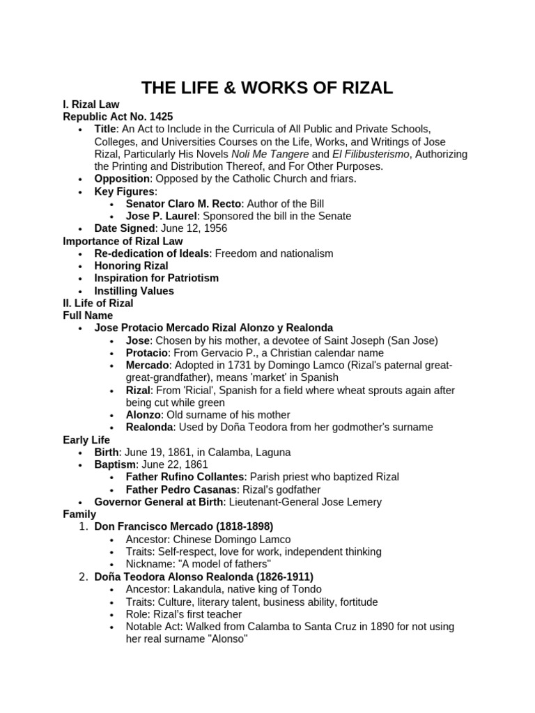 Rizal's Life and Legacy Overview | PDF