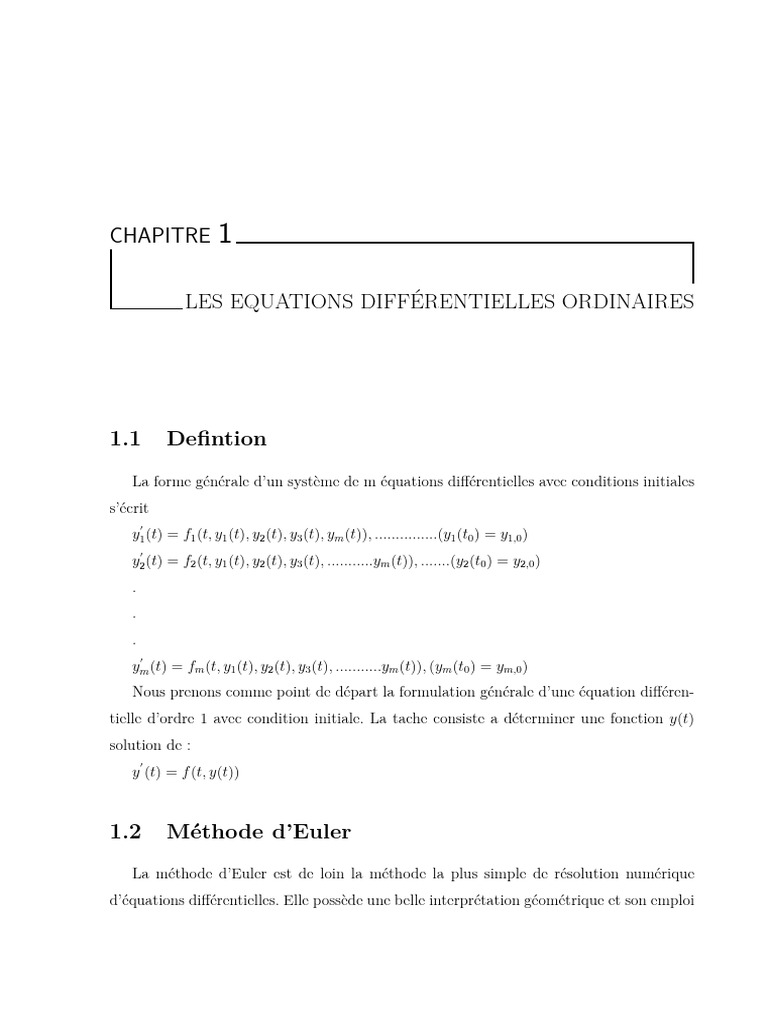 Méthodes de résolution EDO PDF Équations Équations différentielles — free download