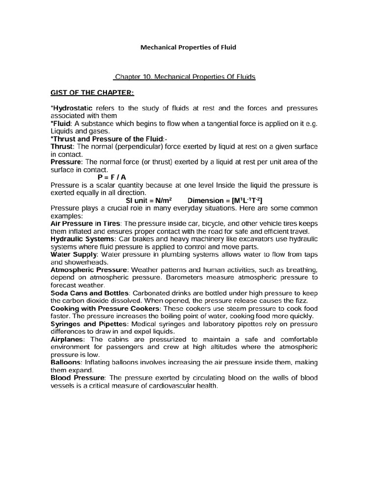 Mechanical Properties of Fluid Material | PDF