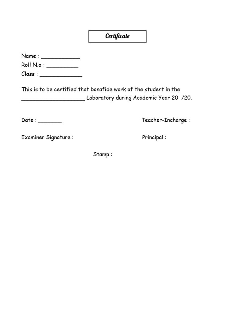 Student Laboratory Work Certificate | PDF