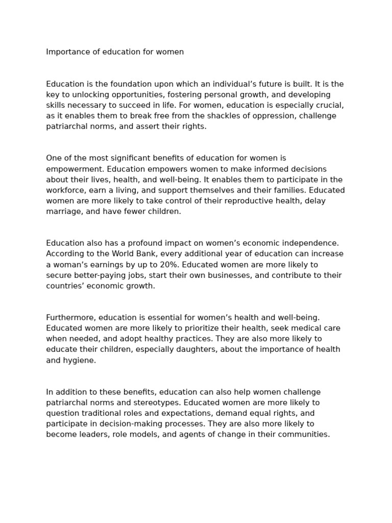 Empowering Women Through Education | PDF | Female Education | Woman