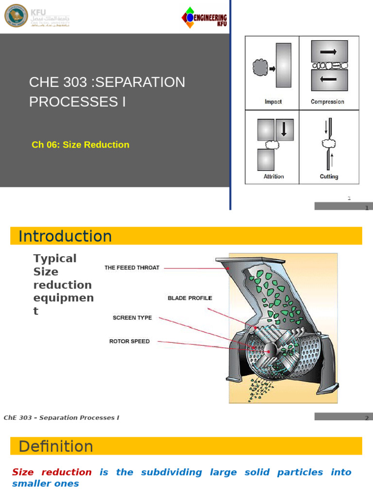 Size Reduction in Separation Processes | PDF | Mill (Grinding ...