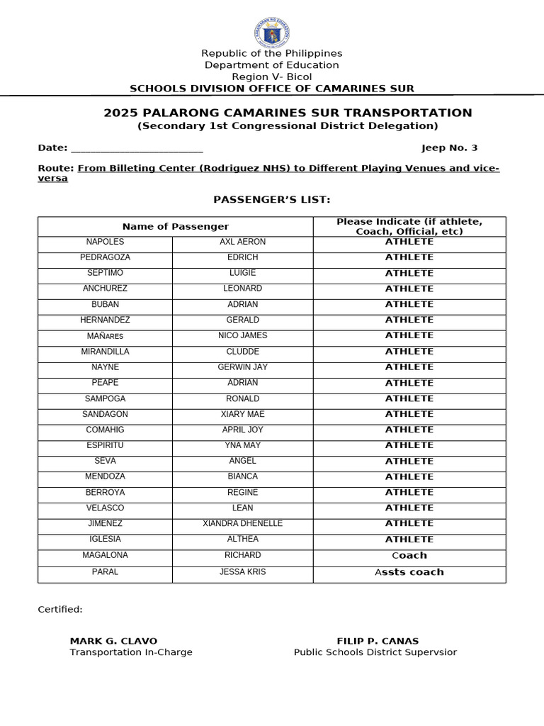 Passenger List Shuttle 3 | PDF
