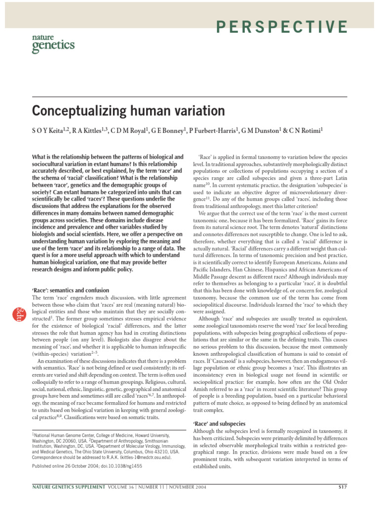 Conceptualizing Human Variation | PDF | Race (Human Categorization ...