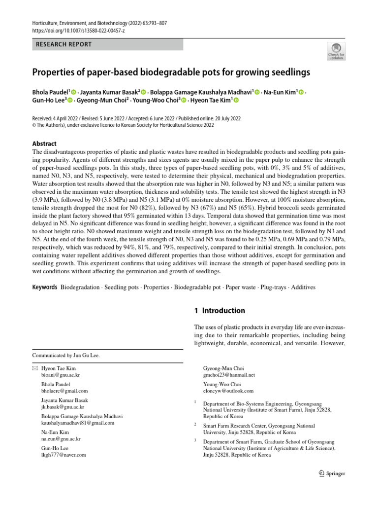 Biodegradable Paper Pots for Seedlings | PDF | Soil | Paper