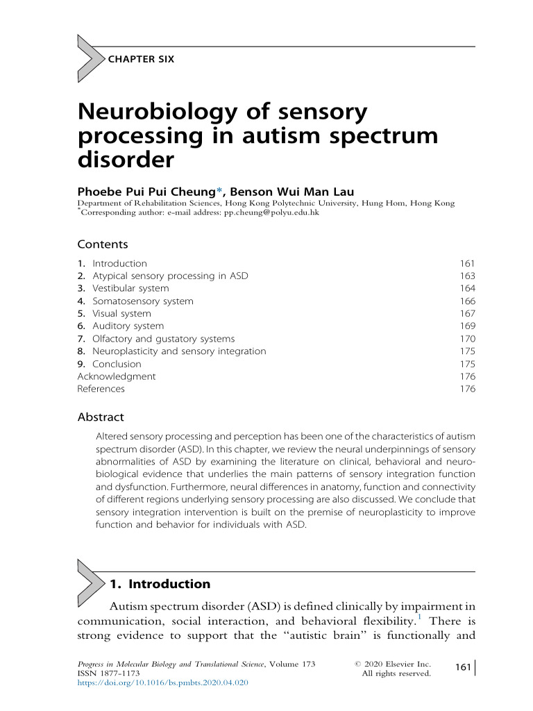 Sensory Processing in Autism Spectrum Disorder | PDF | Somatosensory ...
