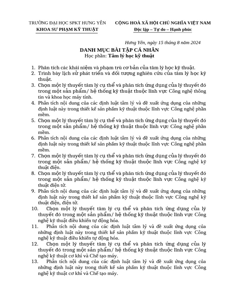 TLHKT - DanhmucBTCN - 2024-V2 | PDF