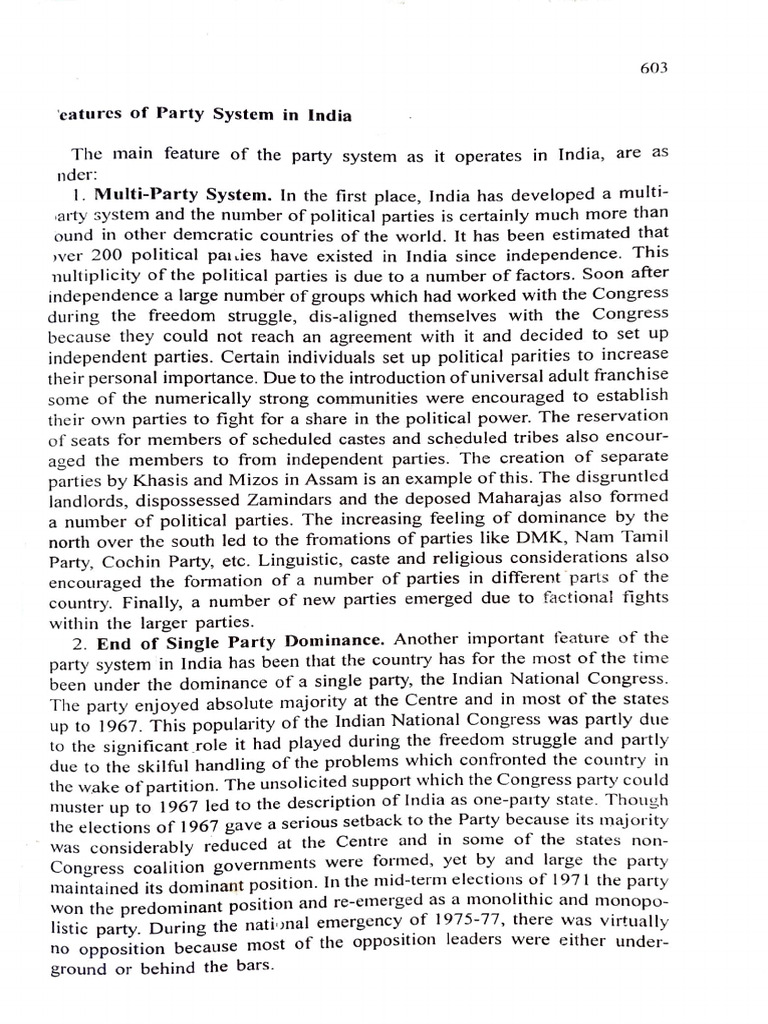 Features of Party System in India Hives | PDF | Indian National ...