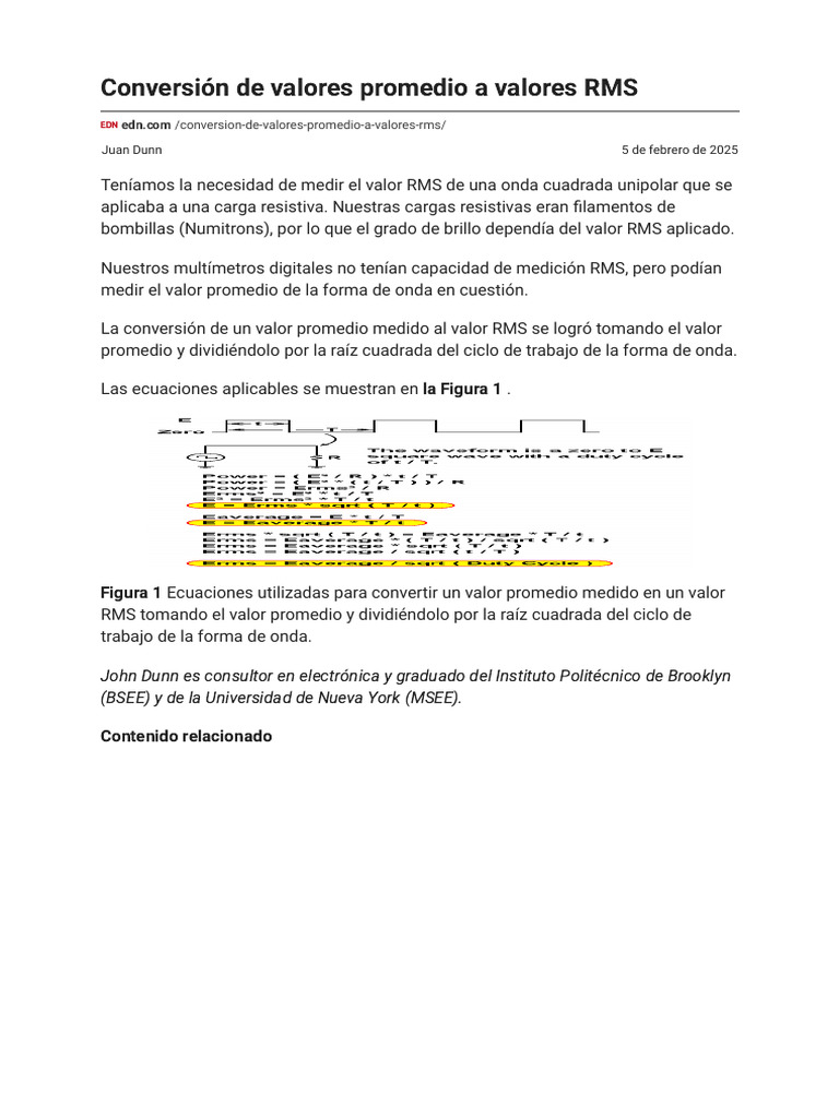 Conversión de Promedio a RMS en Electrónica | PDF