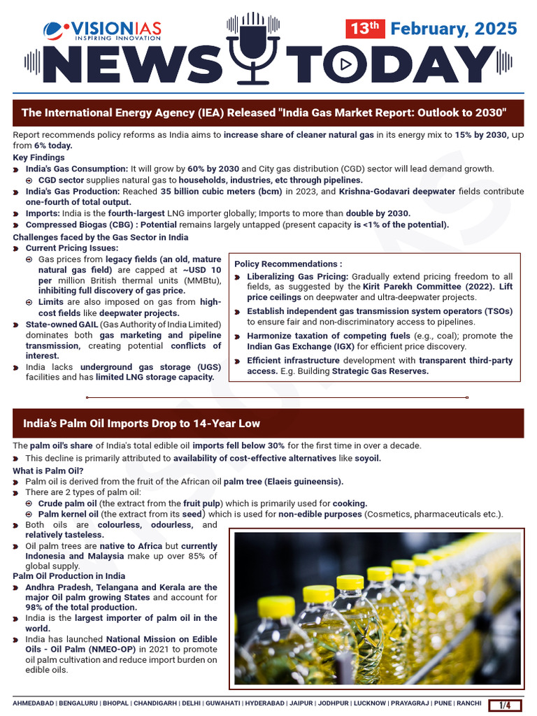 VisionIAS Daily Current Affairs 13 February 2025 | PDF | Natural Gas ...