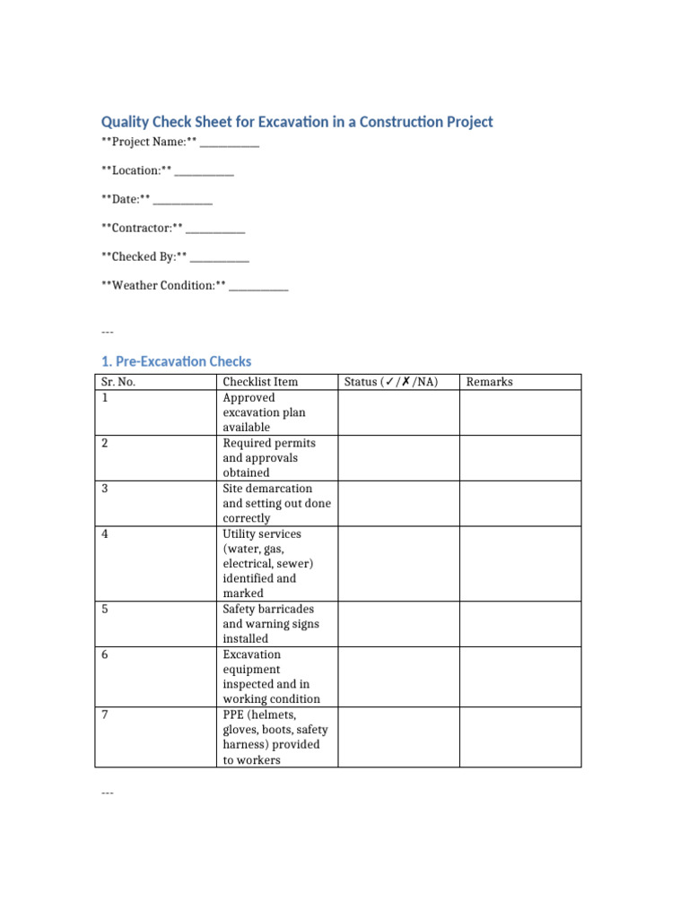 Aramco Pre-Excavation Checklist | PDF