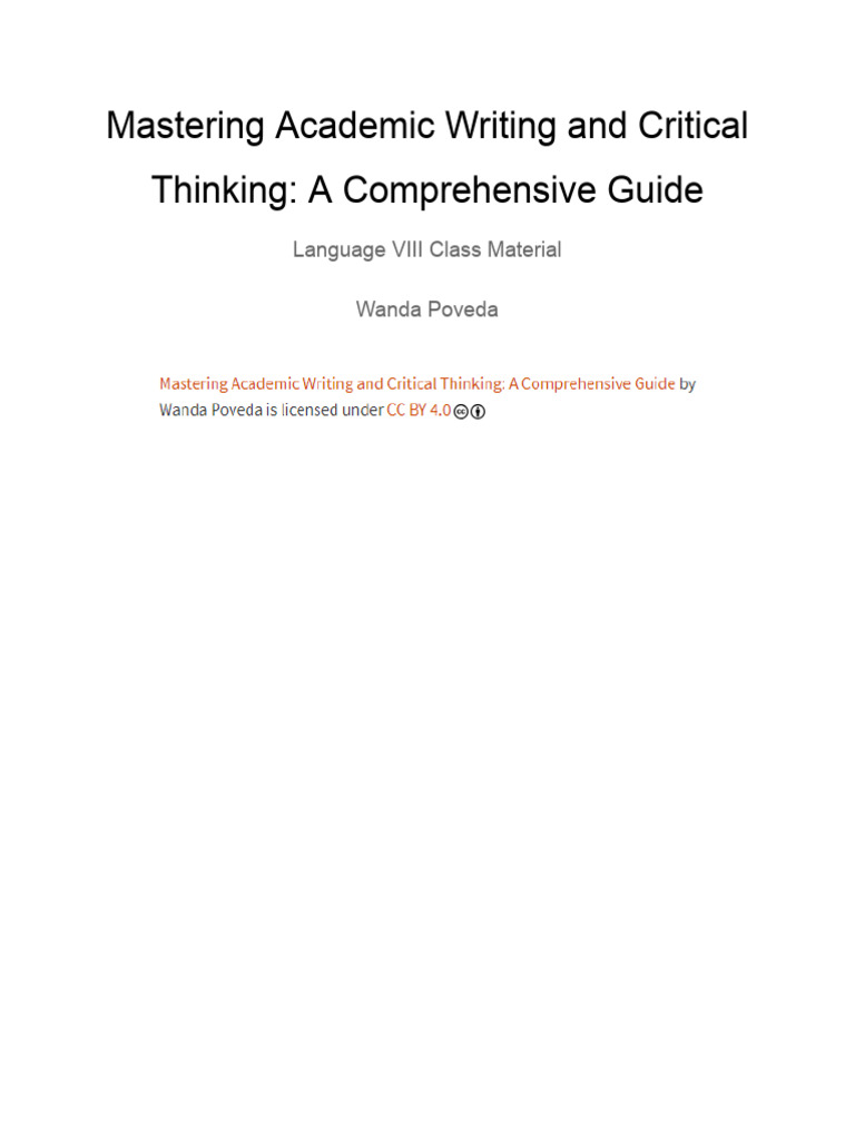 Academic Writing & Critical Thinking Guide | PDF | Critical Thinking ...