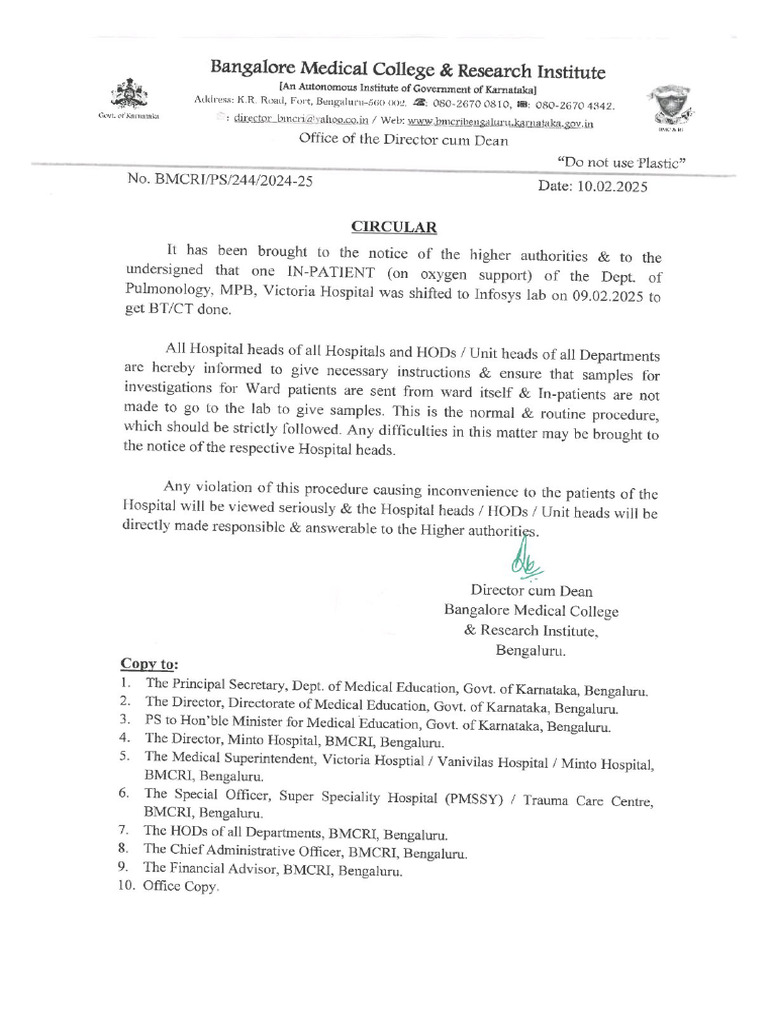 Circular Reg. Normal & Routine Proceedures - 1 | PDF