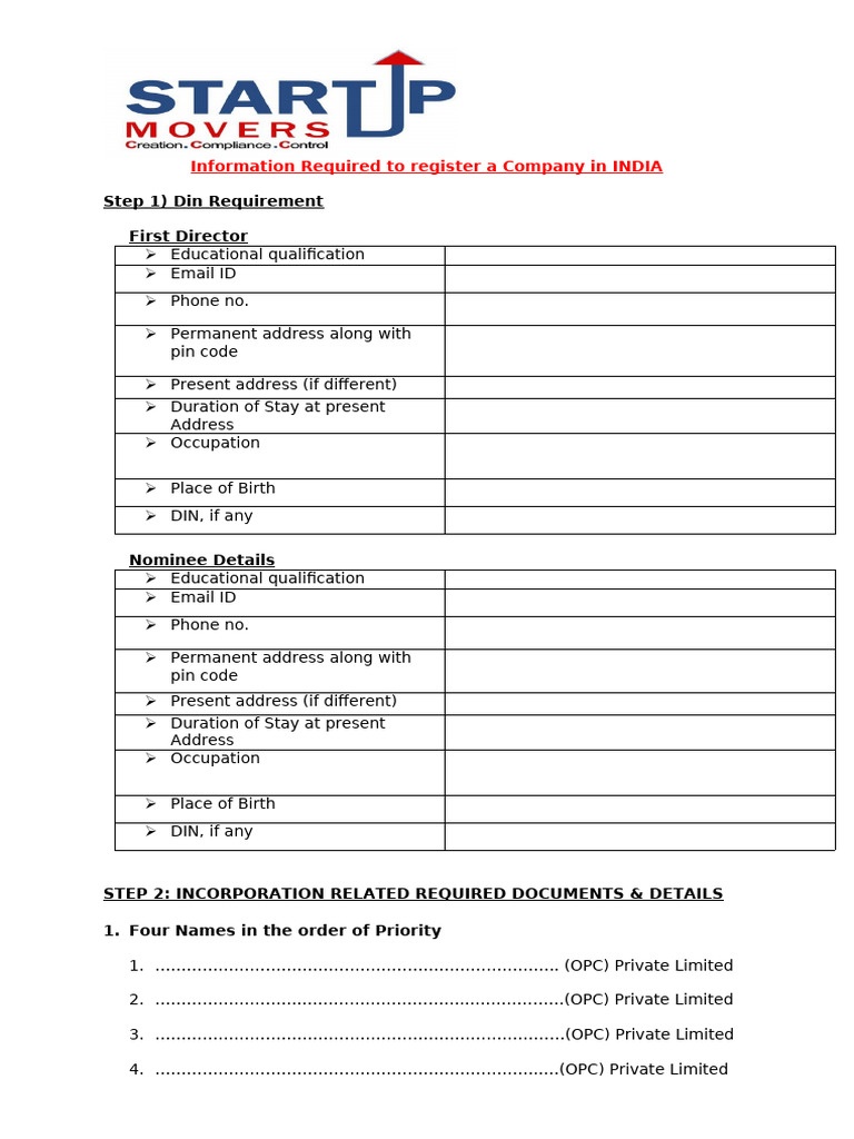 Requirement Sheet For OPC | PDF | Government And Personhood ...